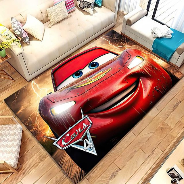 ZbrThree Rutschfeste Teppichmatte Lightning McQueen Cartoon Design für Kinderzimmer und Wohnzimmer, Mehrfarbig, Breite: 60 cm, Tiefe: 40 cm - Bild 1