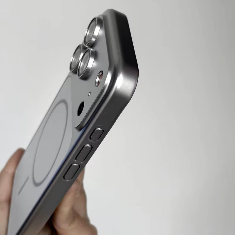 Original Ultra Dünne AG Matte MagSafe Schutzhülle für iPhone 17 16 15 14 13 Pro Max mit Magnet und Kamera-Schutz in Silber - Bild 2