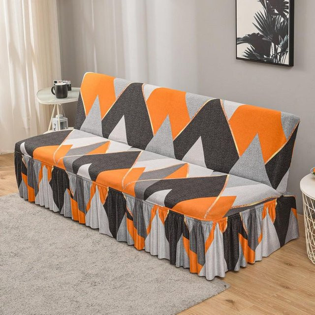 Spandex Futon-Sofabezug in Orange, elastischer Handtuchüberzug für Einzel- und Doppelsitze, komplett umhüllt, Größe S (120-150 cm) - Bild 1