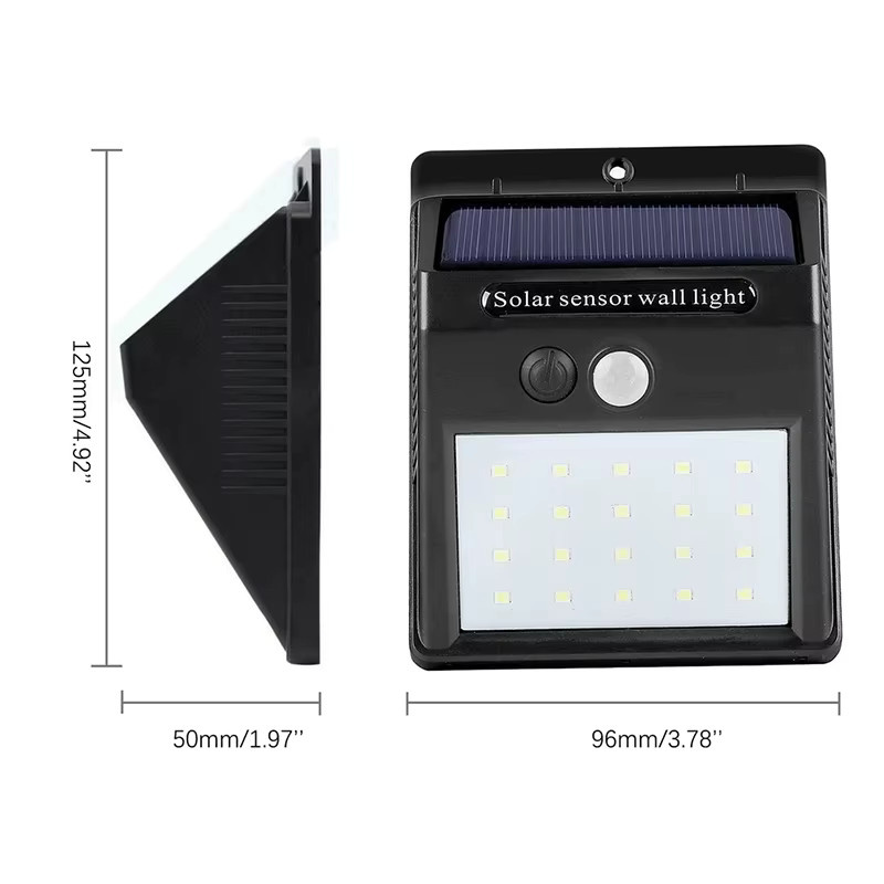 ZHIYU Solar-Wandleuchte mit LED-Sensor und 40 Lampenperlen, wasserdichte Außenlampe für Garten und Hof - Bild 2