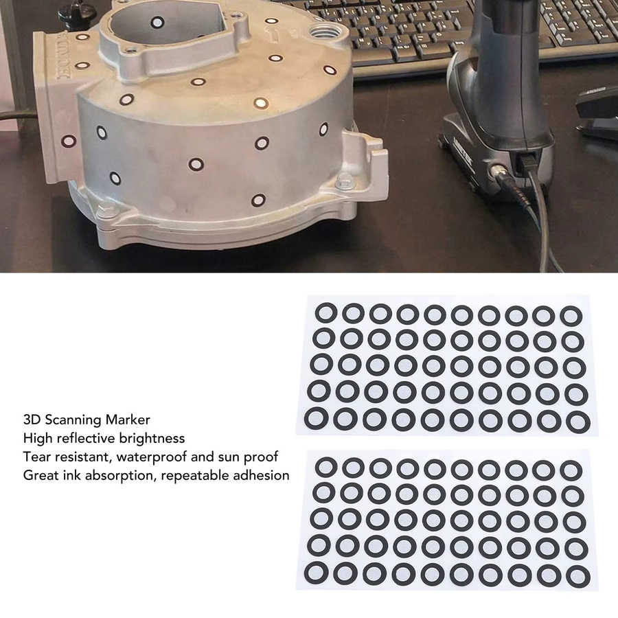 500 Stück 3D-Scan-Marker mit 6 mm Innendurchmesser und 10 mm Außendurchmesser, diffuse Reflexionsmarker für 3D-Scan-Tracking-Punkte - Bild 3