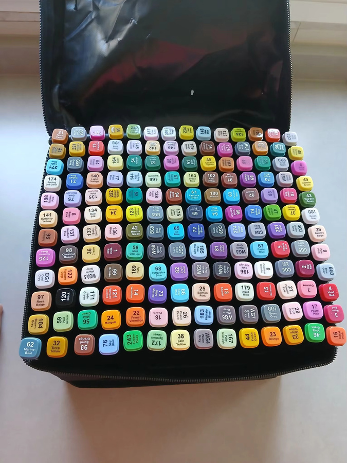 168 Farben doppelseitige Markierungsstifte mit Brush- und Meißelspitze inklusive Sockel für Kunstzeichnungen und Comics in Multicolour - Bild 5