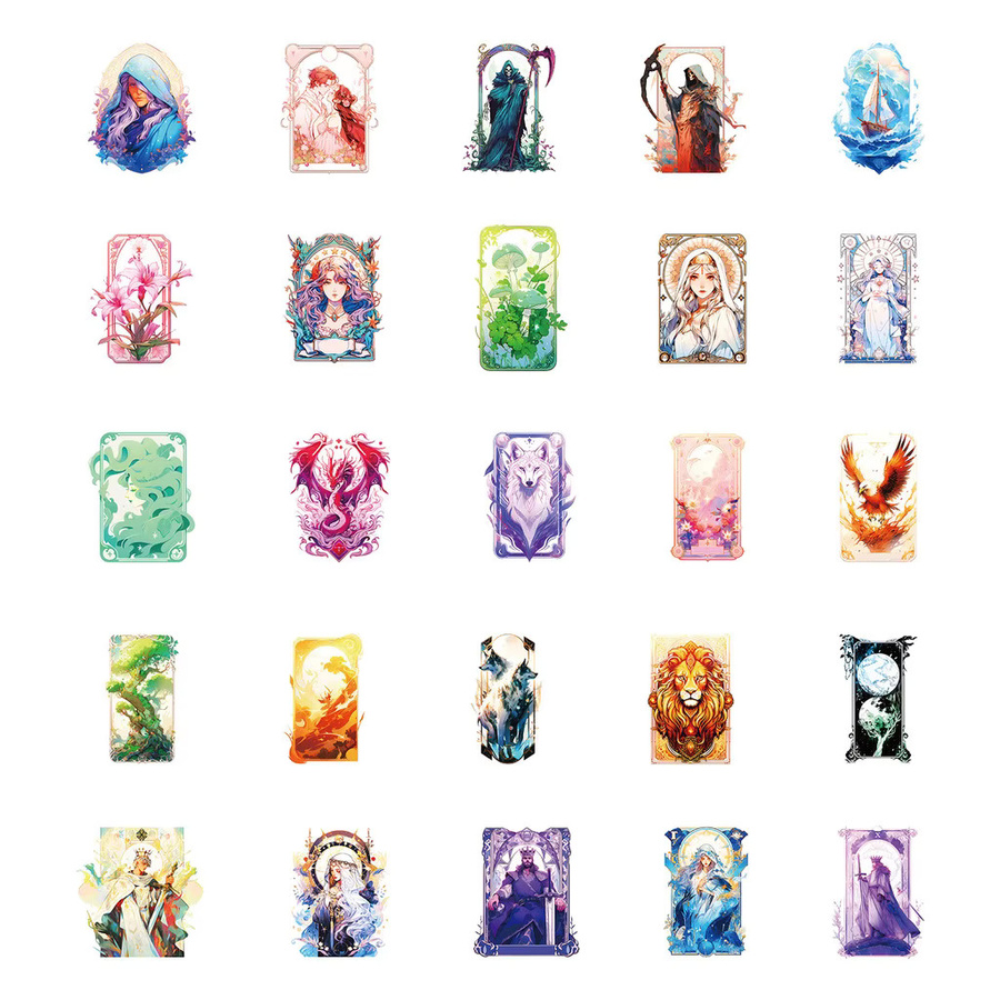 50 bunte Tarot-Kartenaufkleber von AnimeWorlds Store zur kreativen Dekoration - Bild 3