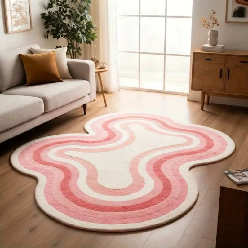 VIKAMA Dopamin-Dekorationsteppich in unregelmäßiger Wave-Form, weich und flauschig für dein Wohnzimmer, B/T: 120 x 80 cm - Bild 1