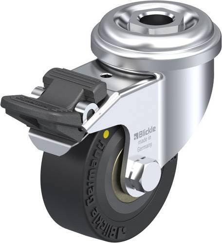 Blickle LRA-VPA 50K-FI-EL Lenkrolle mit Feststeller in Schwarz und Silber, Rad-Durchmesser: 50 mm, Tragfähigkeit: 30 kg - Bild 1