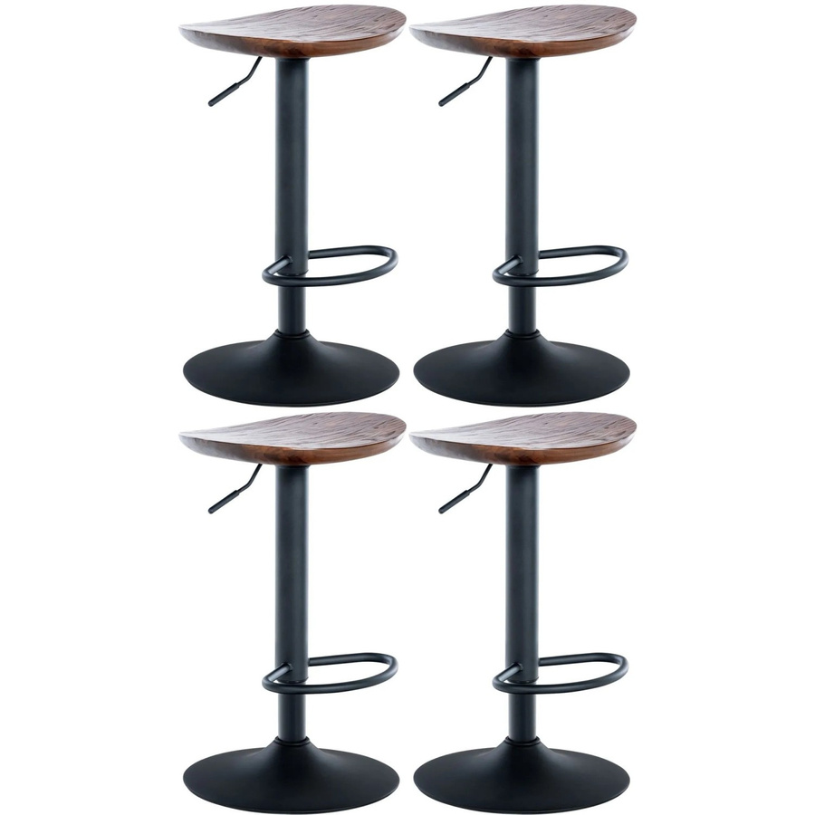 4er Set DELUKE SUZON Barhocker aus Holz in Walnuss, höhenverstellbar und drehbar, B/T/H: 41 x 38,5 x 56 cm - Bild 2