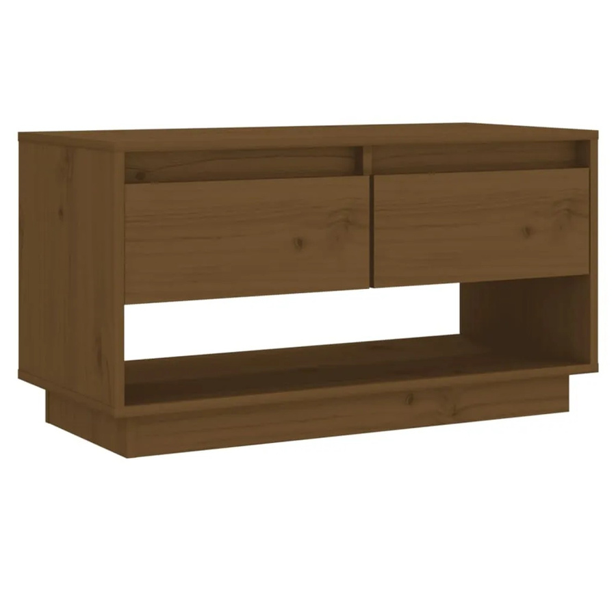 vidaXL TV-Schrank aus Kiefer-Massivholz in Honigbraun, rustikaler Fernsehtisch für dein Wohnzimmer, B/T/H: 74 x 34 x 40 cm - Bild 2