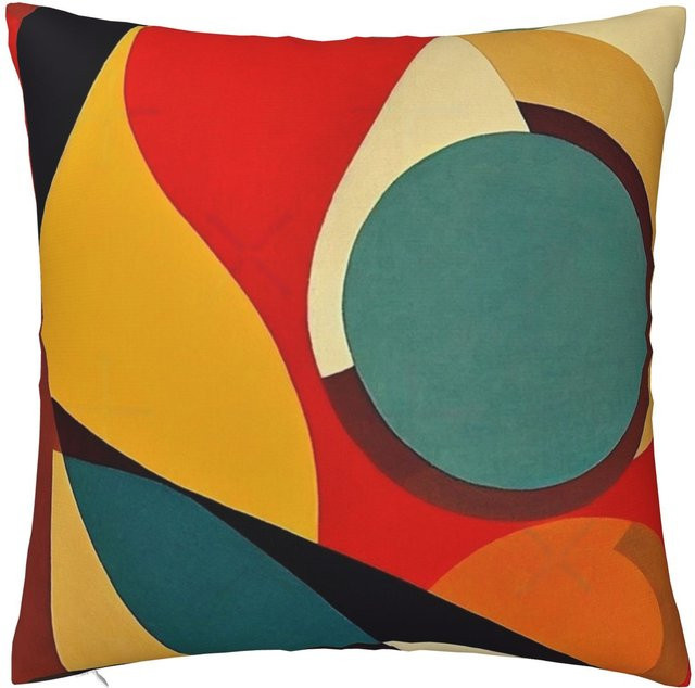 Moderne abstrakte Kissenhülle von JMG Clothing mit bunten geometrischen Formen im Mid-Century Design, Farbe: Mehrfarbig, B/T/H: 60 x 60 x 60 cm - Bild 1