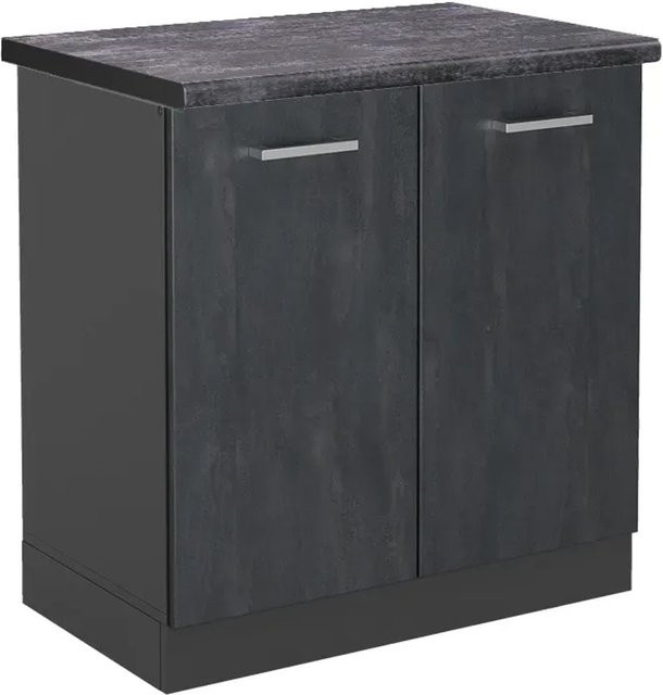 Vicco Spülenunterschrank R-Line in Schwarz Beton/Anthrazit matt, Breite: 80 cm - Bild 1