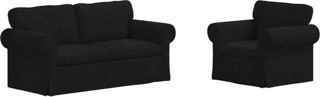 vidaXL Ecksofa 2-teilig Schwarz aus Stoff mit Metallrahmen B/T/H: 175 x 82 x 80 cm - Bild 1