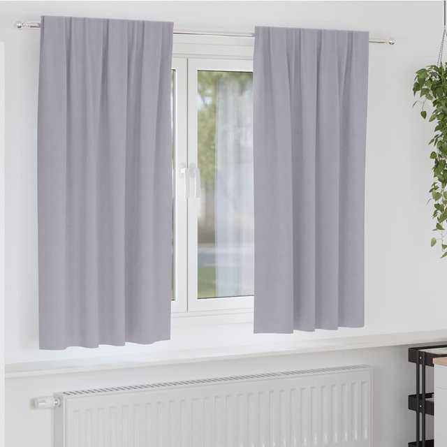 VIDAXL Verdunkelungsvorhänge mit Ringen, 2 Stück, Grau, B: 140 cm, H: 175 cm - Bild 1
