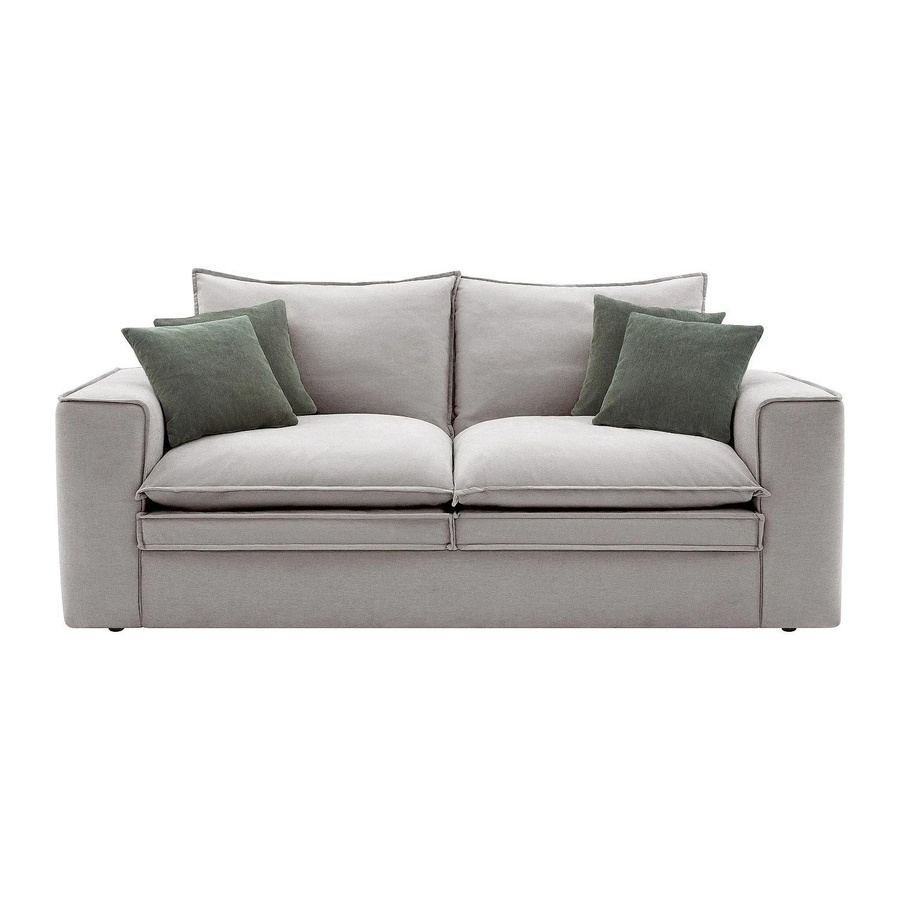 Vente-unique Sofa Poralo ohne Schlafmöglichkeit in Lichtgrau mit Stoffbezug und Armlehnen, Breite: 221 cm - Bild 2