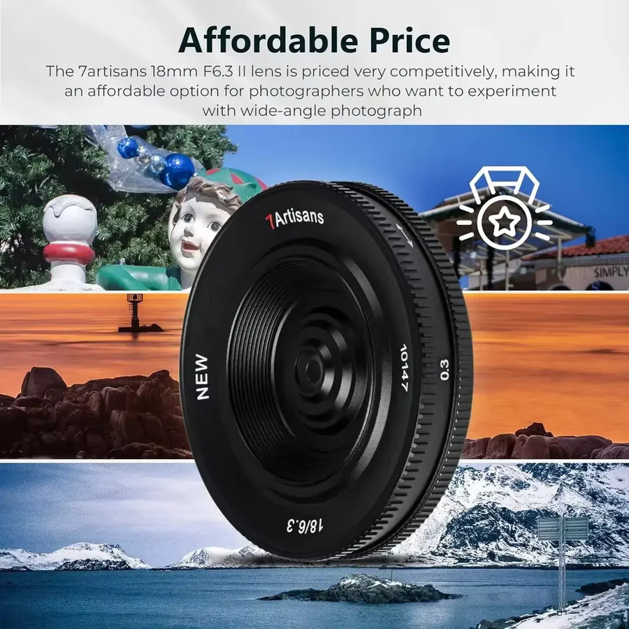 7artisans UFO Mark II 18mm F6.3 APS-C Manuelles Objektiv für Fuji X Sony E Nikon Z M4/3 Mount, Schwarz - Bild 5