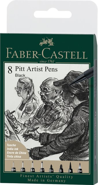 Faber Castell Pitt Artist Pen Tuschestift Set in Schwarz für Profis - Bild 1