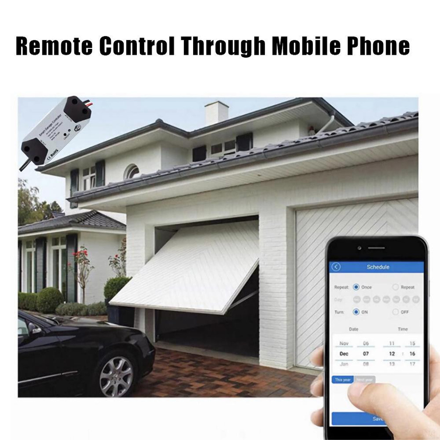 Aoresac Smart WiFi Garagentoröffner mit Tuya Smart Life App Fernsteuerung und Sprachsteuerung, Weiß, 2,4 GHz Netzwerk, US-Version - Bild 6