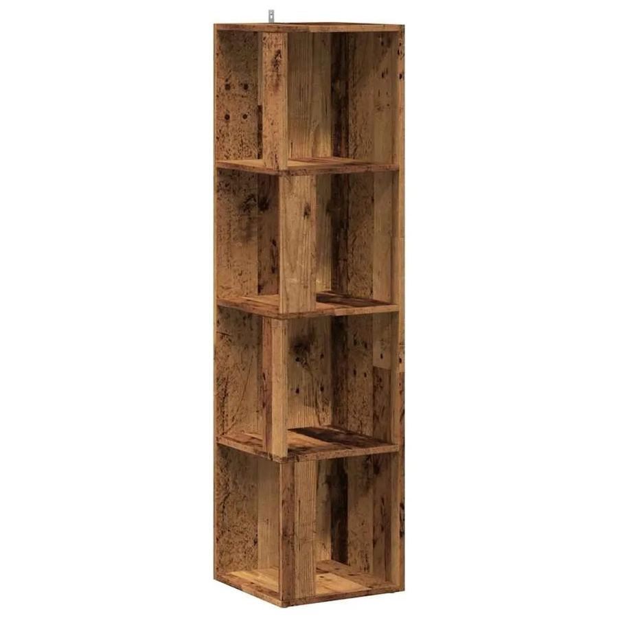 vidaXL Eckregal in Altholz-Optik, braun, B/T/H: 33 x 33 x 132 cm - Bild 2