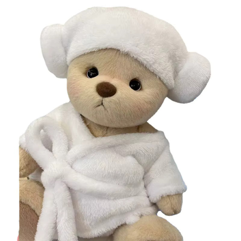 Teddy Tales Puppenkleidung Weißer Bademantel Duschhaube Schleife, Zubehör - Bild 3