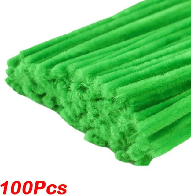 SXhemei Plüsch-Chenille-Stiele für Bastelarbeiten, Grün, 100 Stück - Bild 1