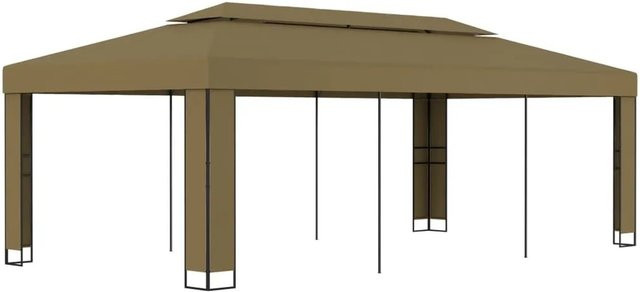 vidaXL Pavillon mit Doppeldach in Taupe, B/T/H: 6,0 x 3,0 x 2,73 m - Bild 1