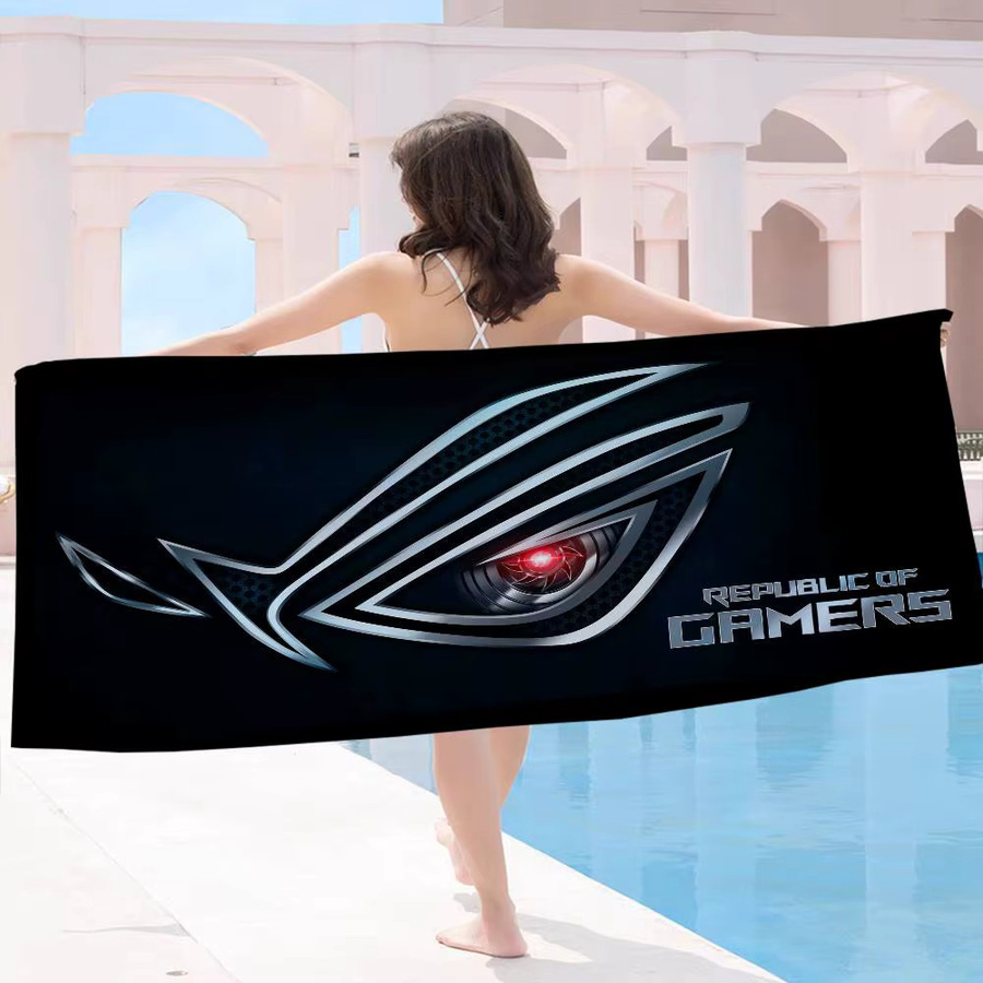 Asus ROG Anime Strand-Schwimmhandtuch aus Baumwolle, Schwarz, für Kinder und Sport - Bild 3