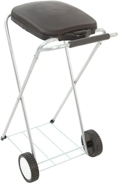 PROREGAL Klassischer Abfallsackständer mit Deckel und Rollen in Schwarz, H x B x T: 83 x 44 x 56 cm - Bild 1
