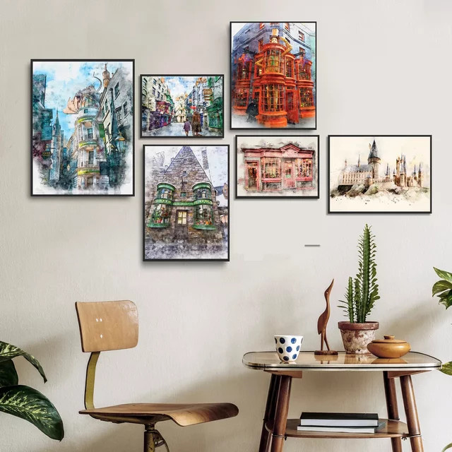 MINISO Wandbild Zauberstab Aquarell Leinwanddruck Motiv für Kinderzimmer Multicolour - Bild 1