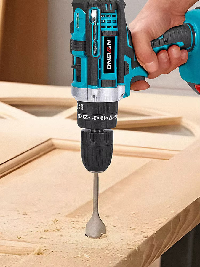 ONEVAN Akku-Schlagbohrmaschine mit 25+3 Drehmoment-Stufen, kabelloses Elektrowerkzeug in Blau, kompatibel mit Makita 18V LXT Akkus - Bild 7