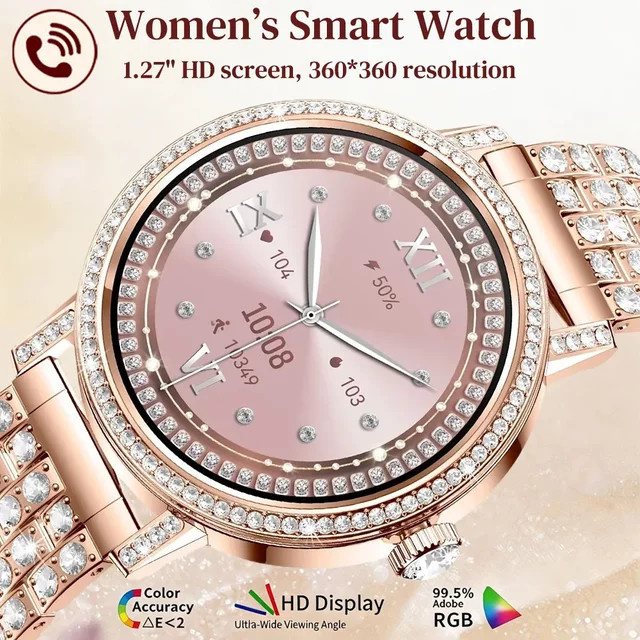 Rislnquord Smartwatch, Bluetooth, Silikon, Silber, Damen - Bild 1