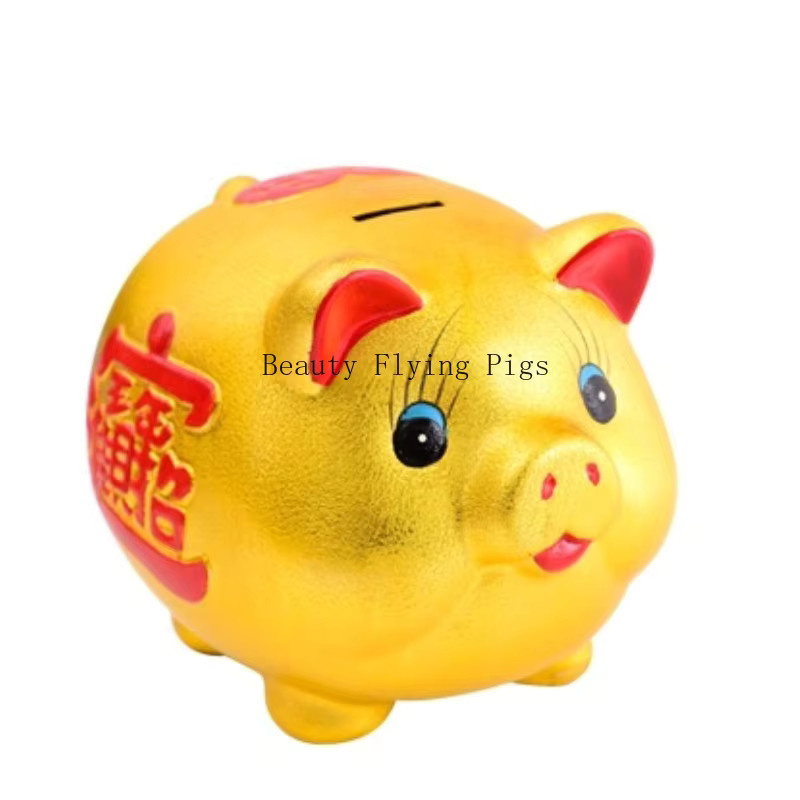 WSHYUFEI Goldene Keramik-Spardose Schwein mit verstecktem Safe für Erwachsene und Kinder - Bild 2