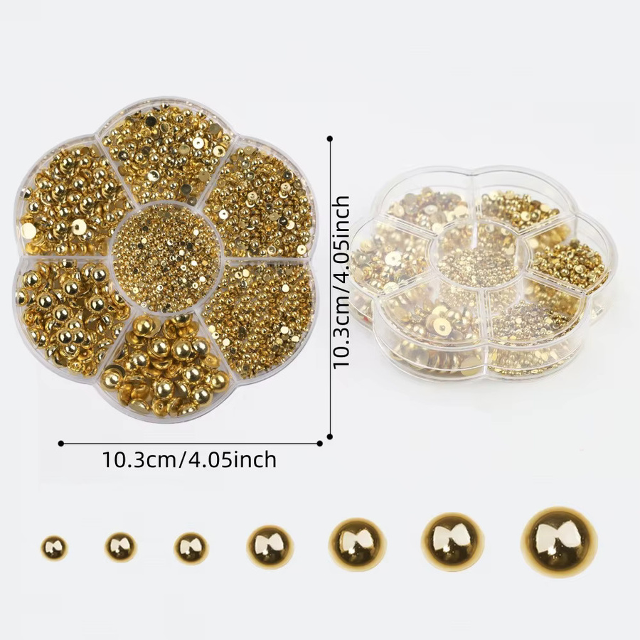 HotPress Nagelkunst-Charms, Gold Perlen und Strass, Metallic, Unisex - Bild 3