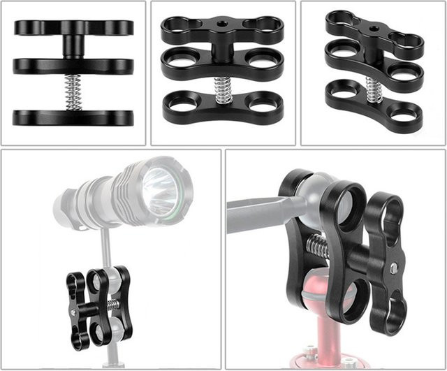 SZKOSTON Aluminium Kugelkopf Schmetterling Clip mit 360 Grad Adapter Halterung für GoPro 12, DJI Osmo Action 4 und Insta360, Schwarz - Bild 1