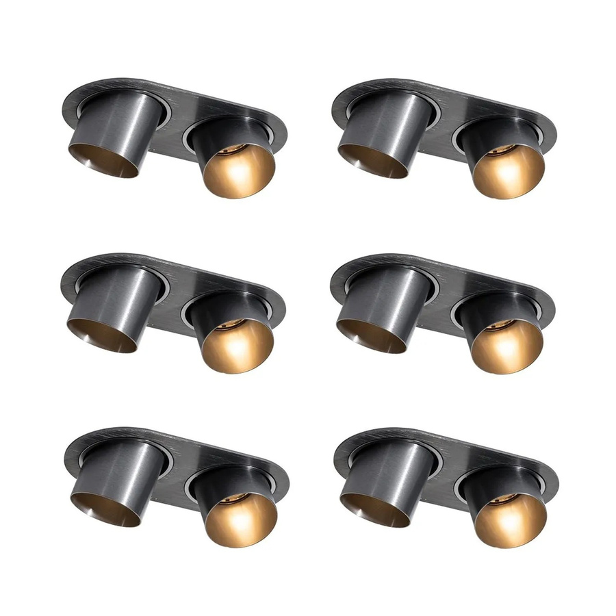 QAZQA Set mit 6 LED Einbaustrahlern GU10 in Gunmetal, rund und verstellbar, Durchmesser: 50 mm - Bild 2