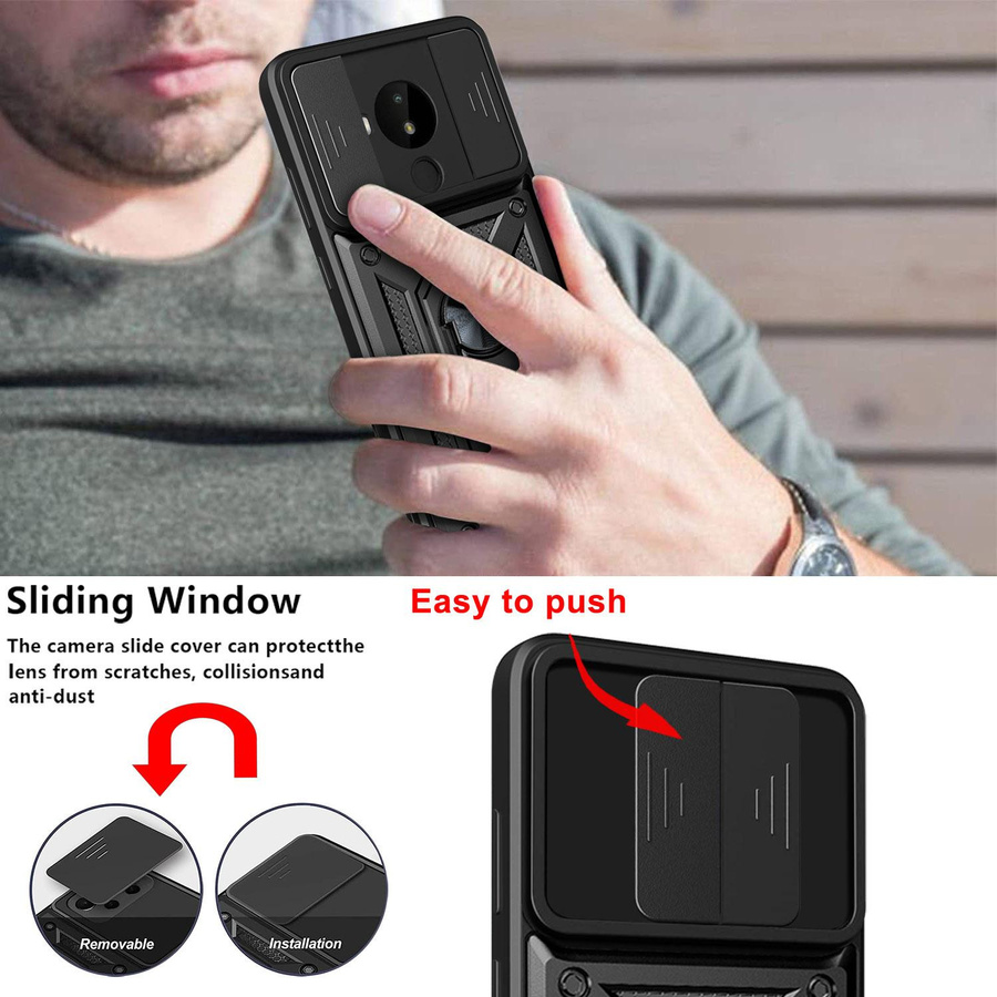 Xiaomi Handyhülle Armor mit Push-Fensterabdeckung in Schwarz für Redmi Note 11 12 12X 11T 11X 11i K40 Pro Lite Mix 4 Poco F4 F3 GT K40S K50 Gaming 4G 5G und Xiaomi 11T Pro - Bild 2