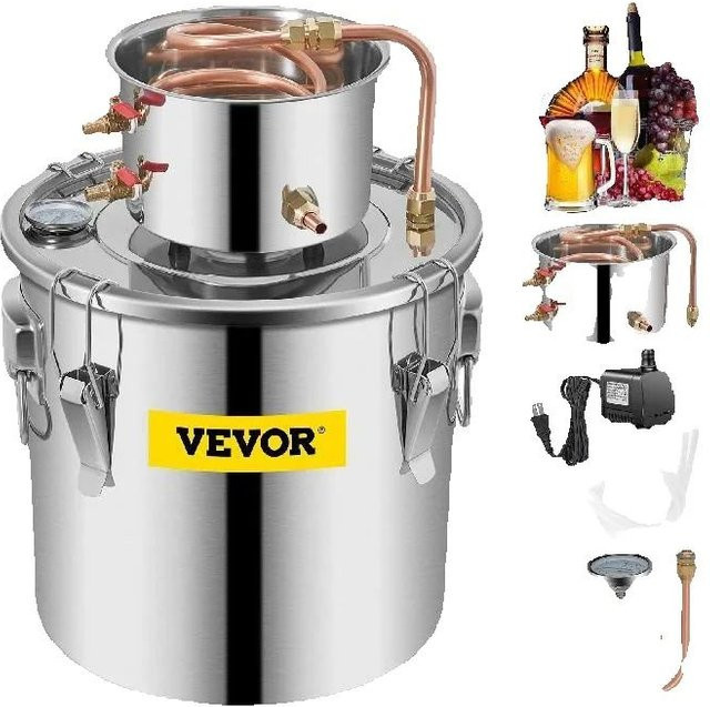SucceBuy Moonshine Destillations-Set aus Edelstahl und Kupfer mit Pumpe für die DIY-Herstellung von Alkohol, Wein und ätherischen Ölen in den Größen 3, 5 oder 8 Gallonen - Bild 1