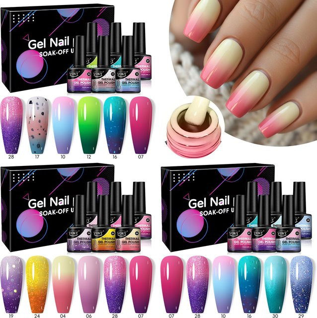 VOKY Nagelkleberset, 6-teilig, temperaturverändernd, UV/LED-Härtung, Kinder - Bild 1