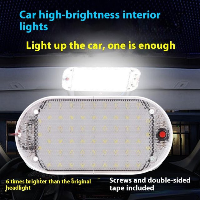 ESHYLALA LED Innenraumbeleuchtung für Auto und Wohnmobil, weiße Deckenlampe zur Leselicht-Nutzung, 12V-85V Universal Dachleuchte - Bild 1