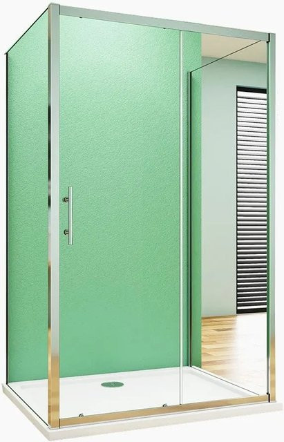 Duschparadies U-Duschkabine mit Schiebetür und Seitenwand aus ESG Sicherheitsklarglas, Farbe: Transparent/Silber, B/T/H: 100 x 70 x 190 cm - Bild 1