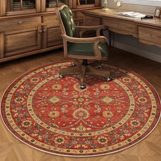 Runder Teppich Lodestar in Rot mit ethnischem Blumenmuster für Wohnzimmer, Schlafzimmer und Badezimmer, Durchmesser: 40 cm - Bild 1