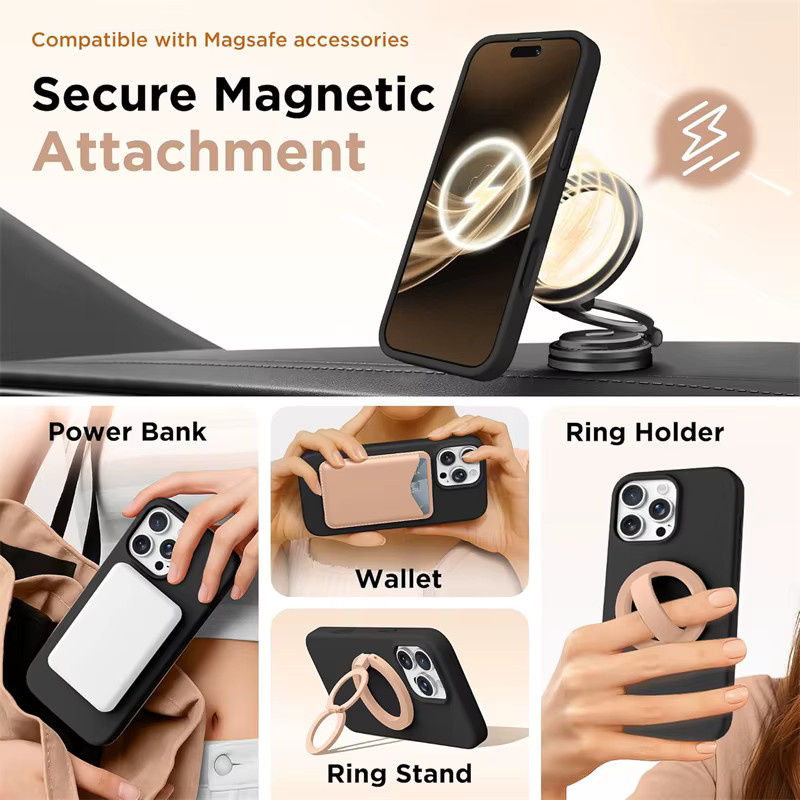 Newteneight Magnetische Flüssigsilikon Schutzhülle für iPhone kompatibel mit MagSafe in Orange oder Schwarz - Bild 5