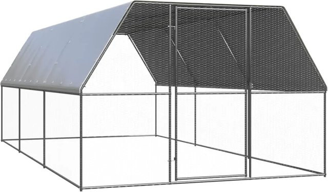 vidaXL Outdoor-Hühnerkäfig aus verzinktem Stahl in Silbergrau, B/T/H: 6 x 3 x 2 m - Bild 1