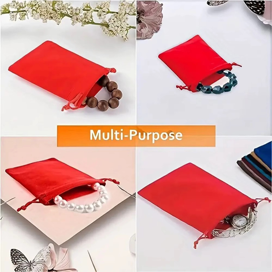 10 Samt Geschenkbeutel von LNMBII in Grau mit Kordelzug zur Schmuckverpackung, B/H: 7 x 9 cm und 9 x 12 cm - Bild 4