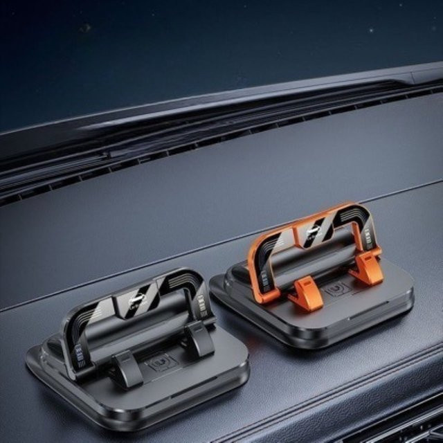 Universeller Autotelefonhalter für das Armaturenbrett mit Nummernschildverzierung in Schwarz und Orange - Bild 1