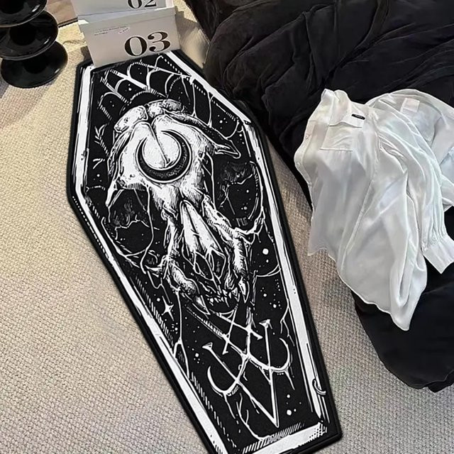 VIKAMA Gothic-Teppich mit Vampir- und Sarg-Motiv für Wohnzimmer und Schlafzimmer, Breite: 120 cm, Tiefe: 40 cm, Höhe: 40 cm - Bild 1