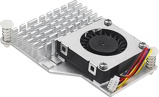JETTING PWM Lüfter mit Aluminium-Kühlkörper für Raspberry Pi 5, drehzahlverstellbar, Schwarz-Silber-Blau - Bild 1