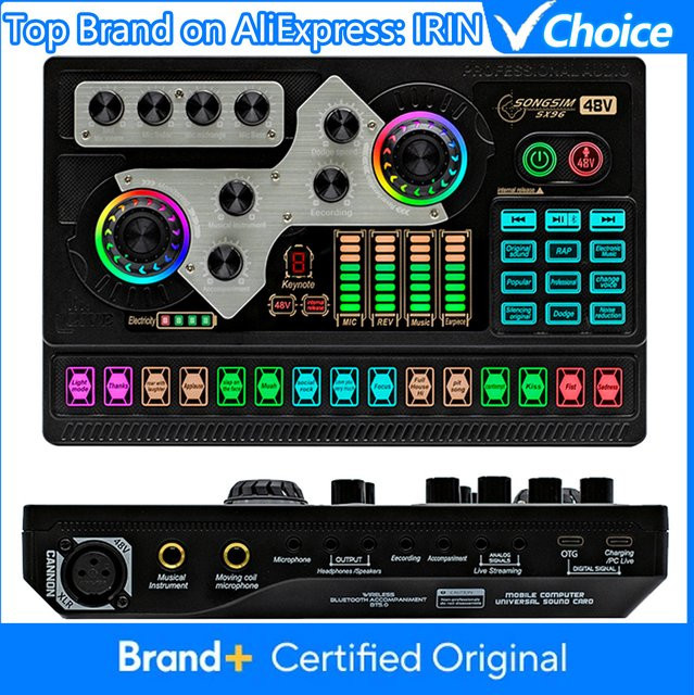 IRIN XLR Mikrofon Podcast Studio Professionelle 48V Live-Soundkarte Audio-Interface mit OTG Funktion in Schwarz - Bild 1