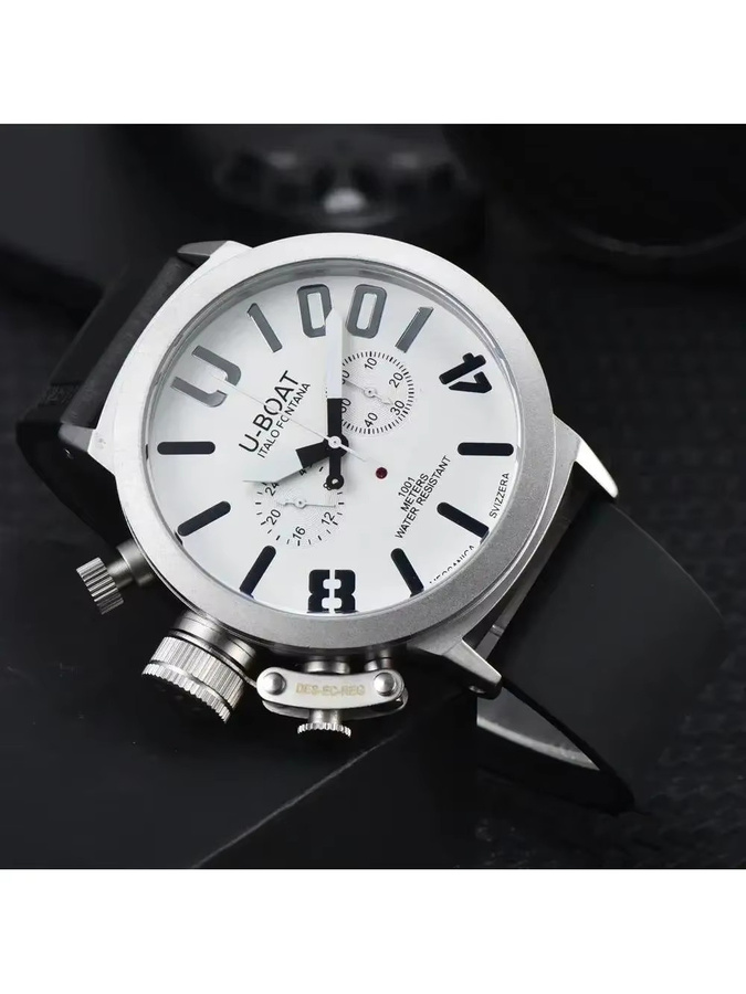 U-BOAT Chronograph-Armbanduhr, Edelstahl, Silber, Kautschuk, Herren - Bild 2