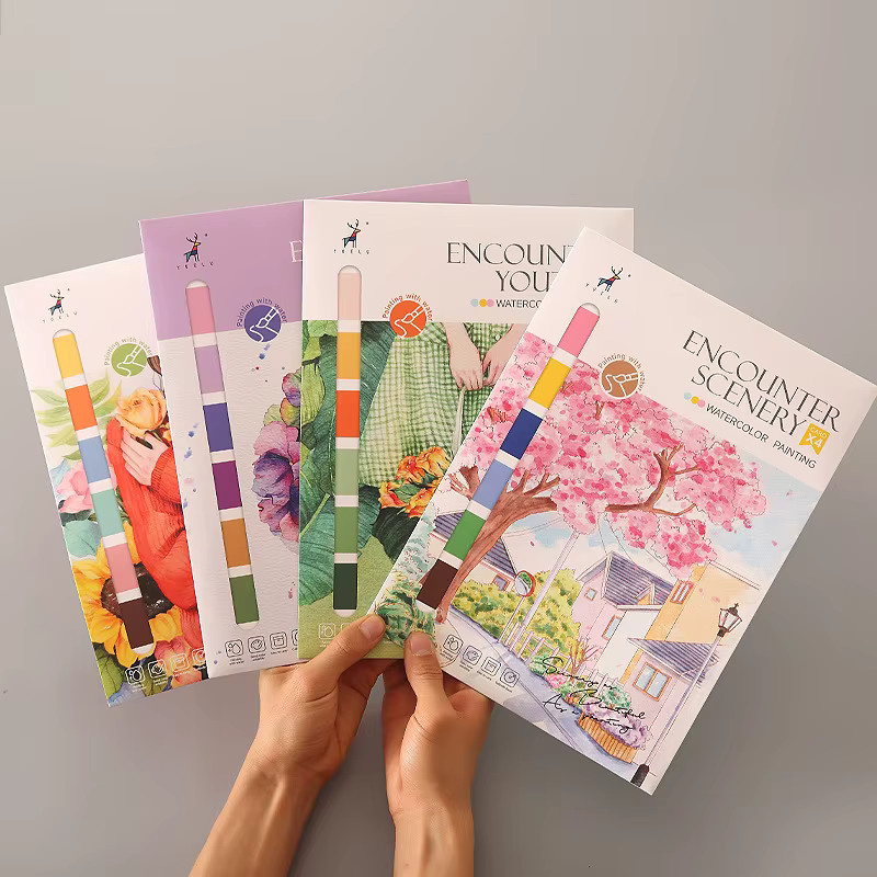Aquarell Malbuch für Erwachsene mit Cartoon-Motiven und buntem Zeichenpapier zum Entspannen und Ausmalen - Bild 2