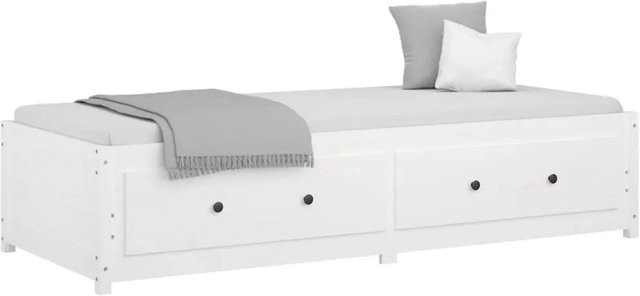 vidaXL Tagesbett aus Massivholz Kiefer in Weiß mit Schubladen, B/T/H: 90 x 200 x 95,5 cm - Bild 1
