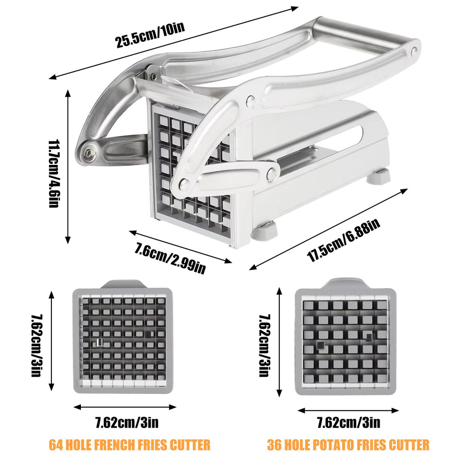 Multifunktionaler manueller Kartoffelschneider und Gemüseschneider von Willstar in Silber aus Edelstahl - Bild 4