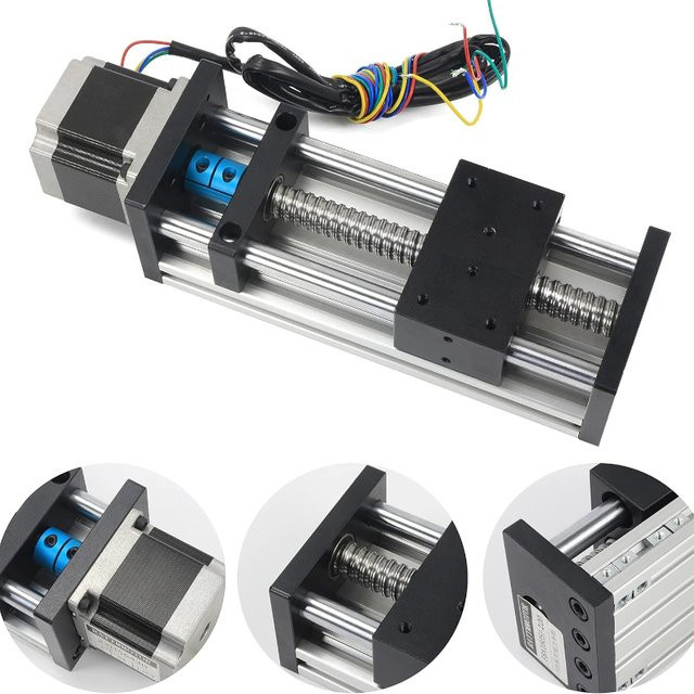 PFDE CNC-Doppelspindel-Linearschlitten mit 1605 Kugelumlaufspindel und Nema 23 Schrittmotor, Farbe: Silber, Hub: 200 mm - Bild 1